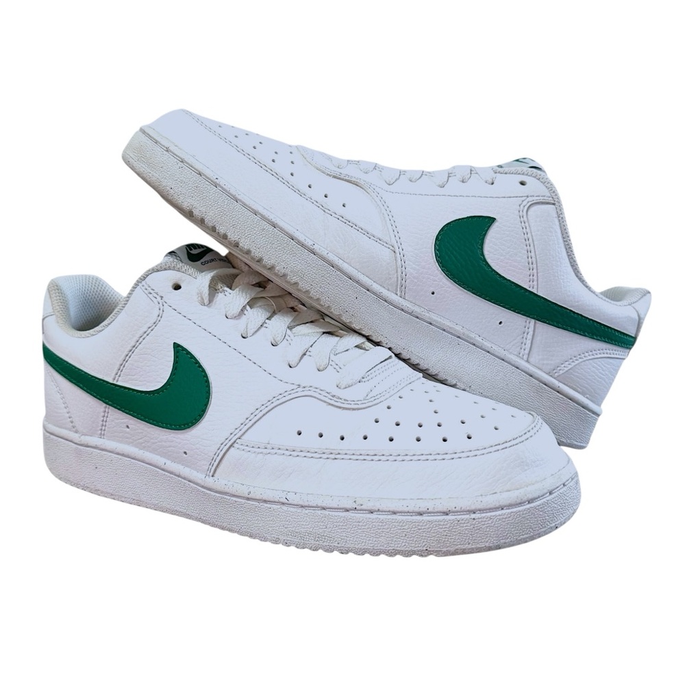 NIKE Court Vision Low Next Nature White Green Lace Up Men’s Athletic Shoe 8.5